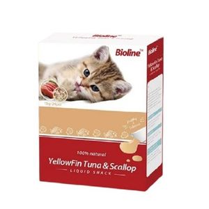 بستنی گربه بایولاین مدل ماهی تن و گوش ماهی وزن 15 گرم بسته 24 عددی